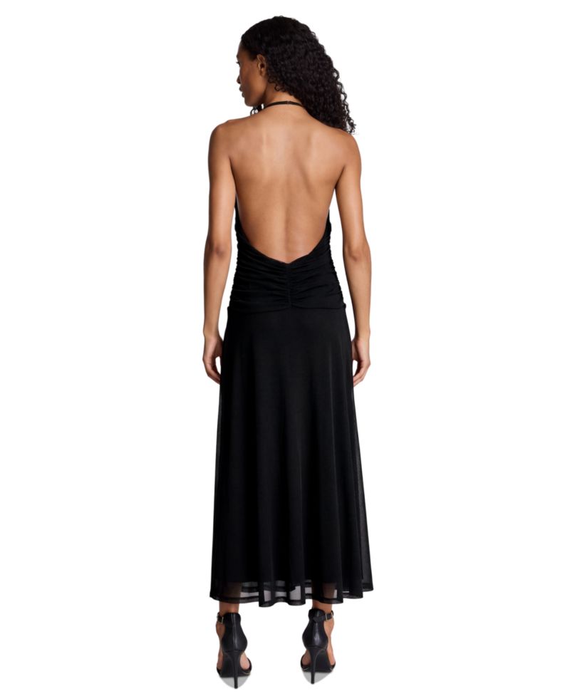 Women's Halter Ruched Open-Back Dress