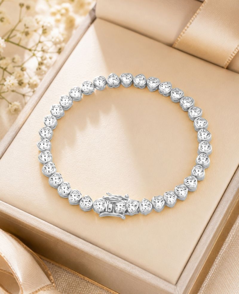14k Gold-Plated Bezel Crystal Tennis Bracelet