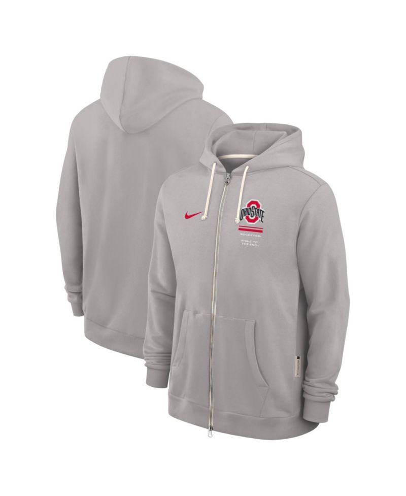 Men's Gray Ohio State Buckeyes 2026 Sideline Standard Issue Dri-FIT Full-Zip Hoodie