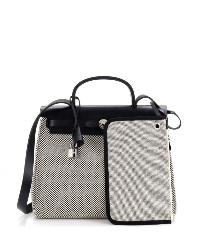 Pre-Owned HERMES Pre-Owned Hermes 31 Herbag Zip Criss Viking Toile and Leather