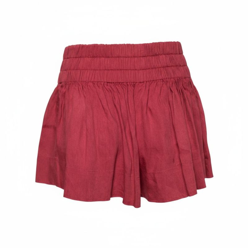 Women's Etoile Red Linen Blend Shorts