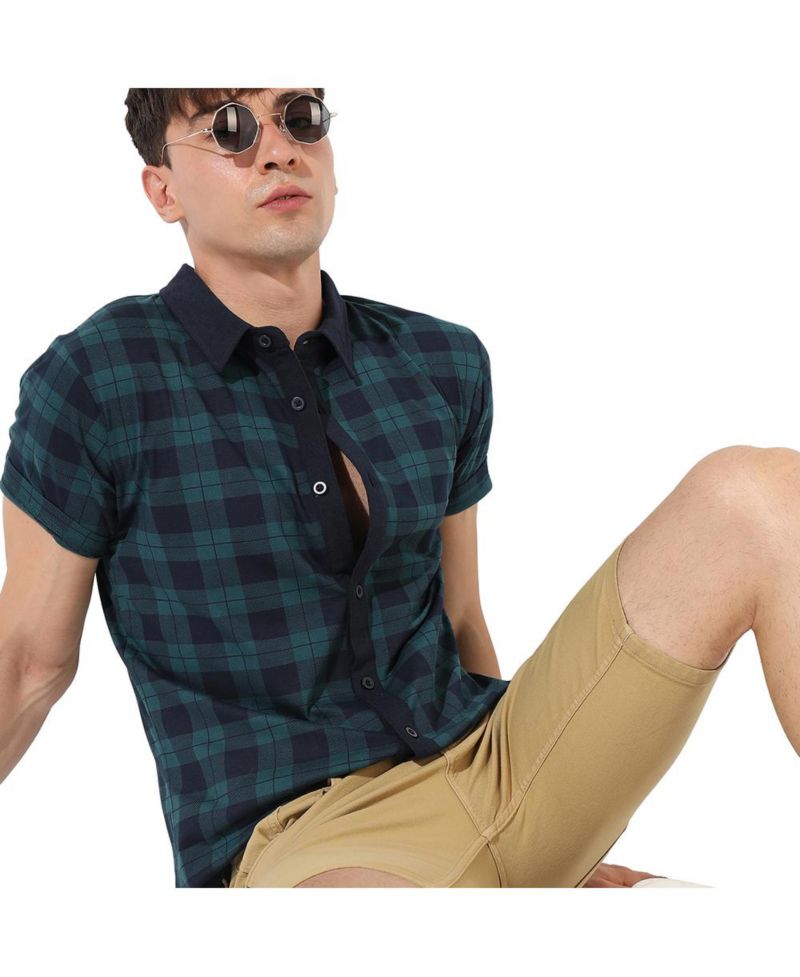 Men's Green & Blue Tartan Plaid Shirt