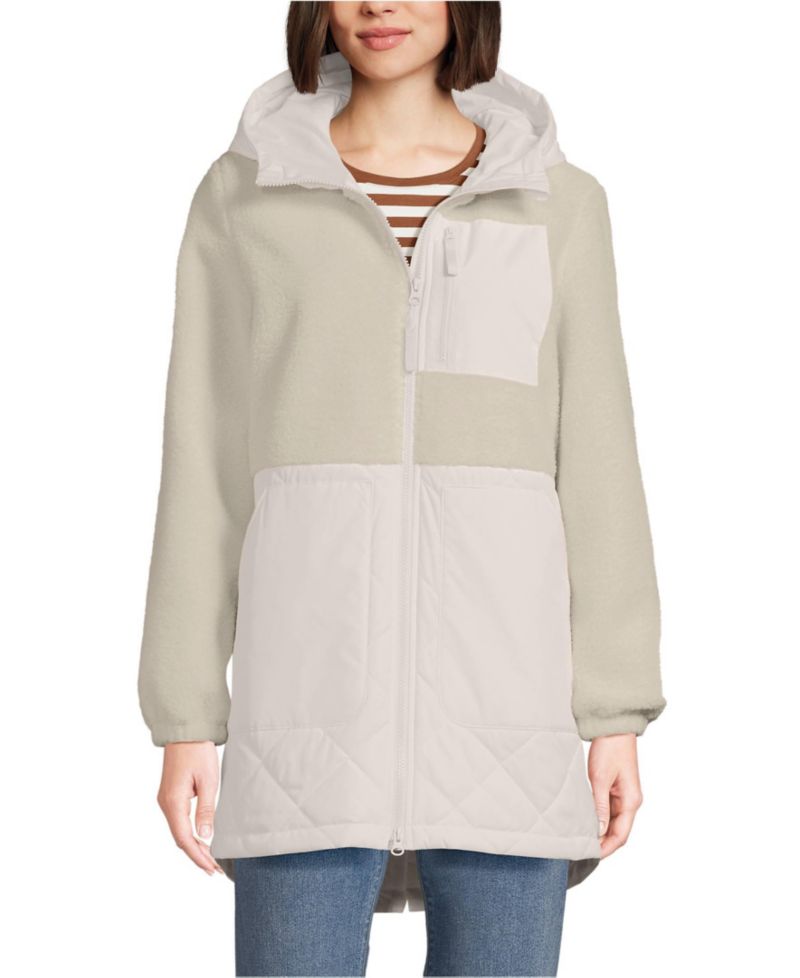 Women's High Pile Fleece Quilted Mixed Media Parka