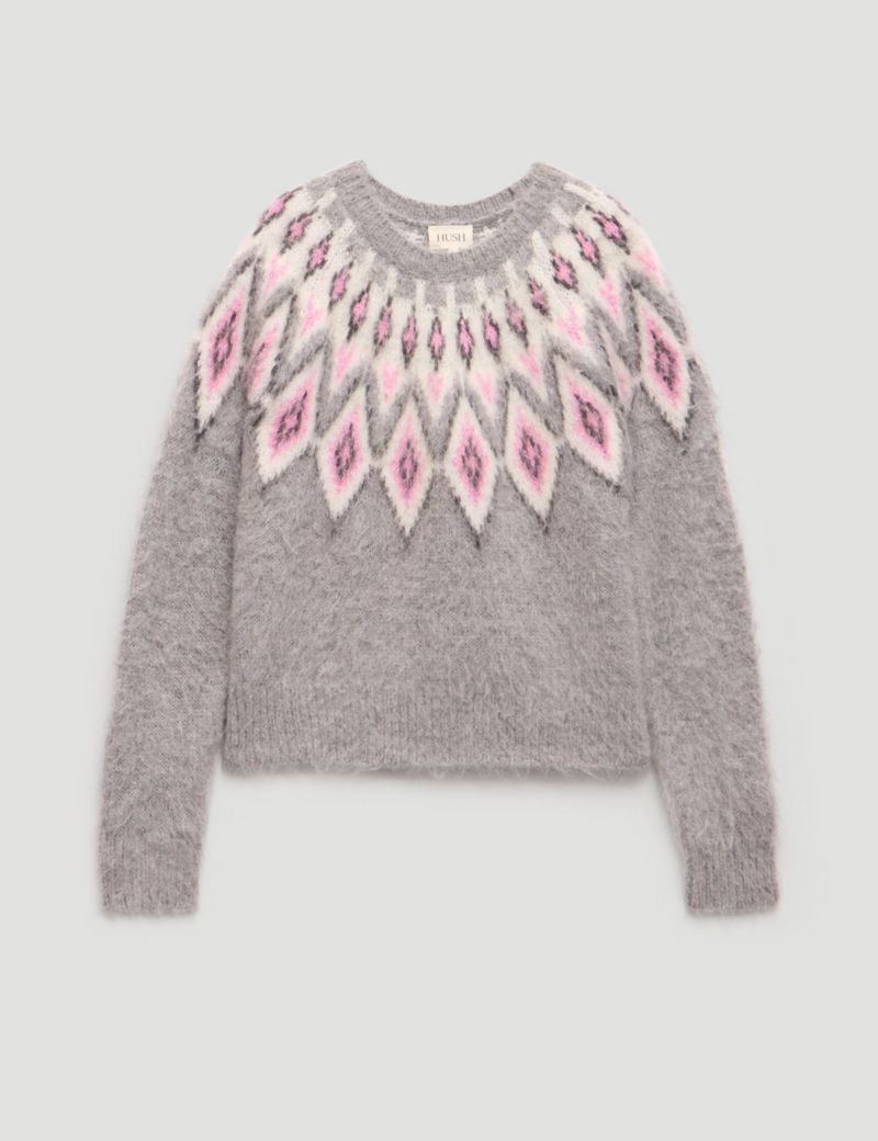 Women's Brushed Fair Isle Mohair Blend Sweater