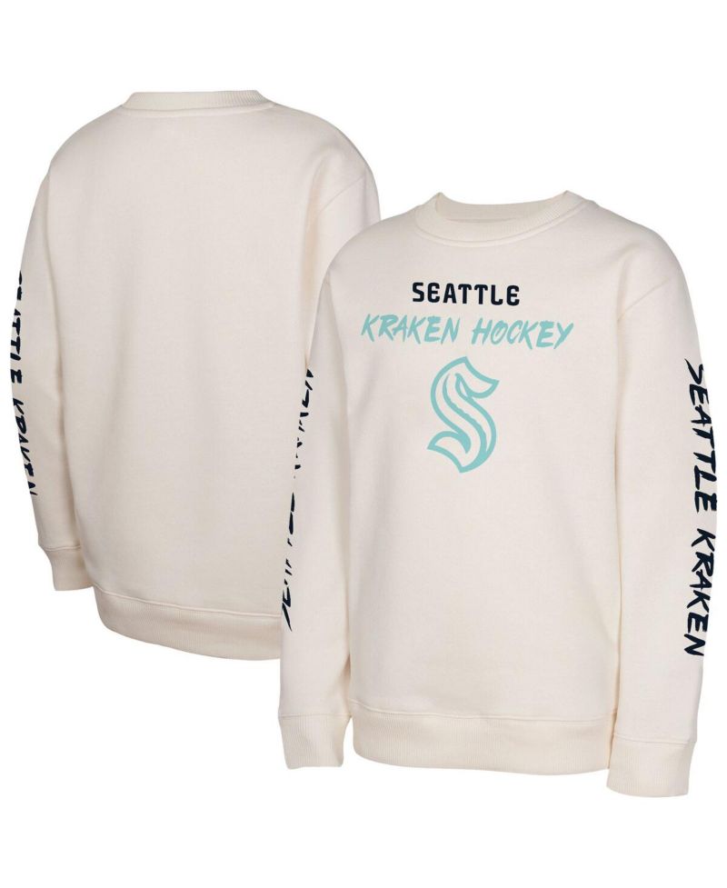 Big Boys and Girls Cream Seattle Kraken Star Power Pullover Sweatshirt