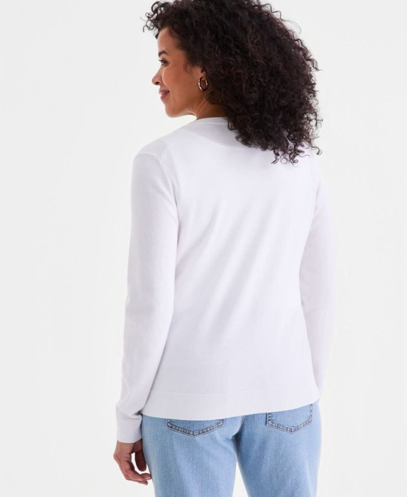 Women's Crewneck Button-Down Cardigan Sweater