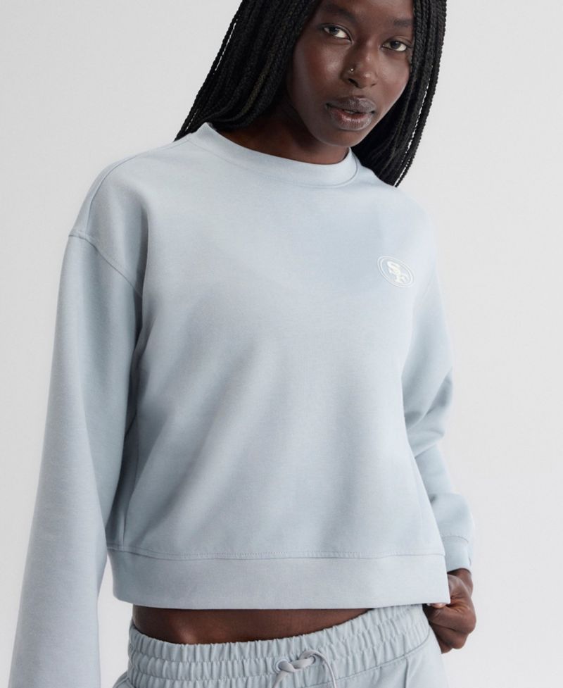 Women's Blue San Francisco 49ers Oversized Clutch Tri-Blend Sweatshirt
