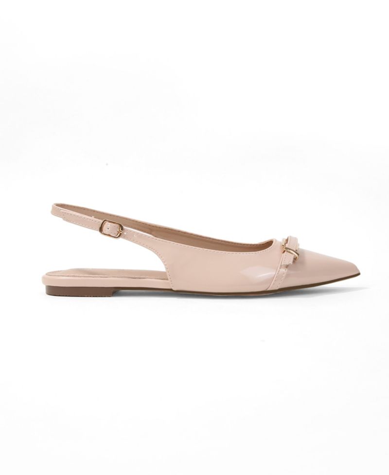 Women's Chantal Pointed Toe Slingback Flats with Elongated Buckle