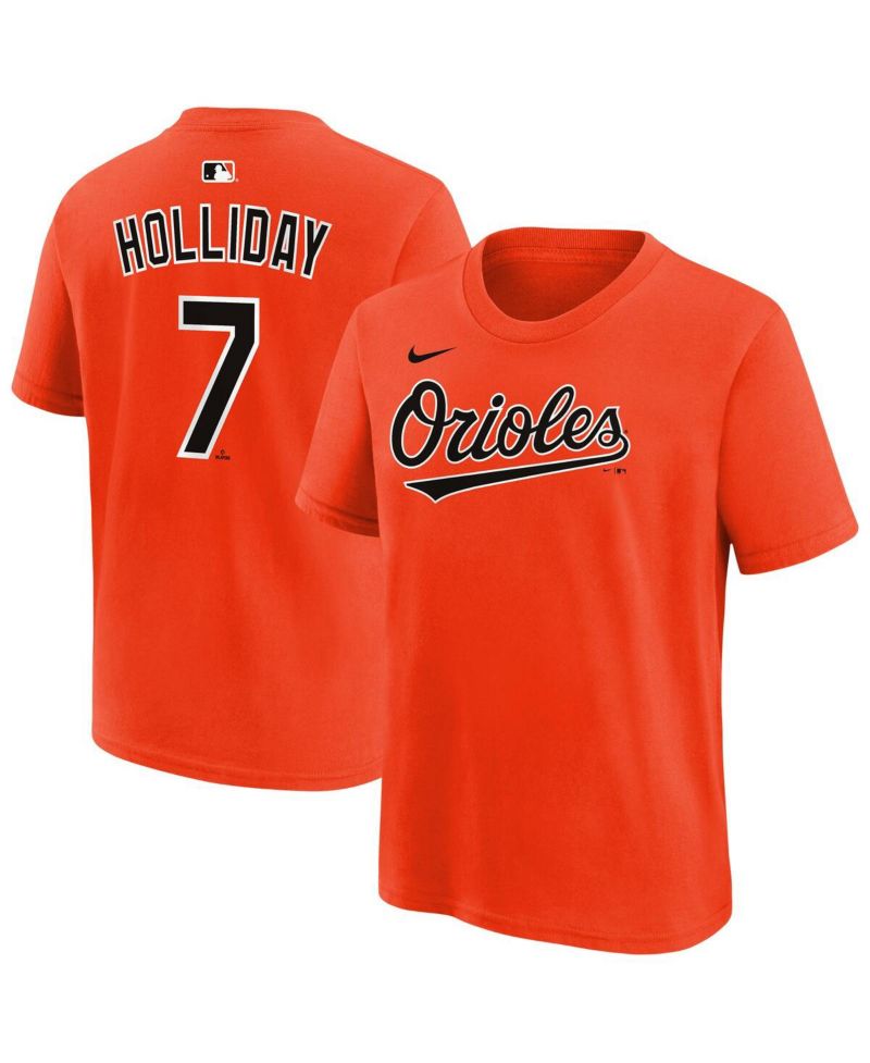 Big Boys and Girls Jackson Holliday Orange Baltimore Orioles Name & Number T-Shirt
