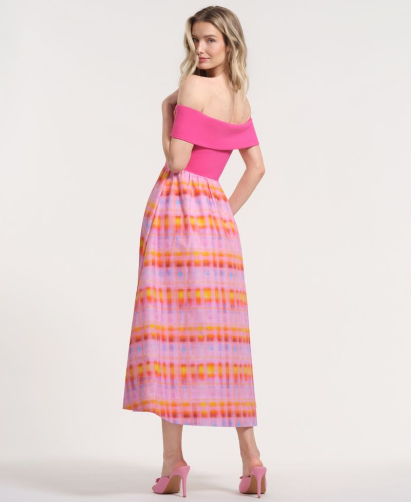 Women's Off-The-Shoulder Printed Maxi Dress