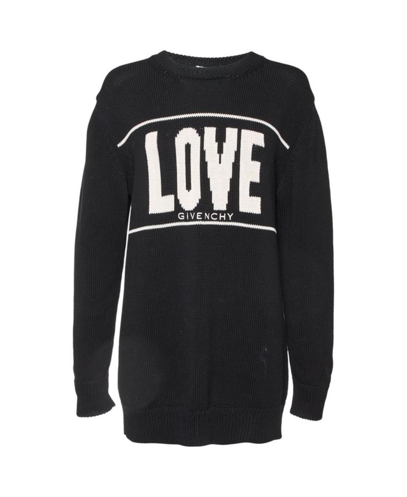Women's Logo Print Cotton Knit Crew Neck Sweater
