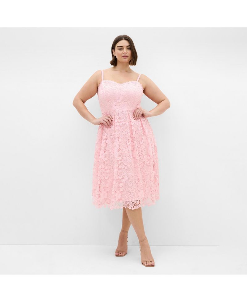 Women's Scarlet Lace Midi Dress