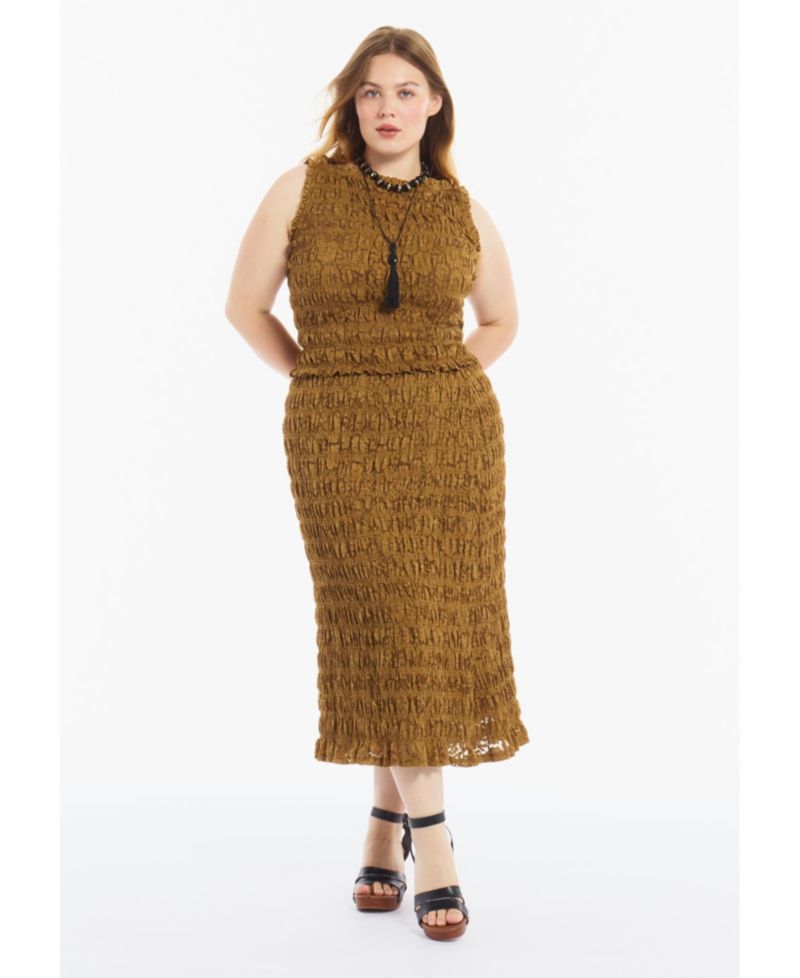 Plus Size Smocked Lace Knit Top