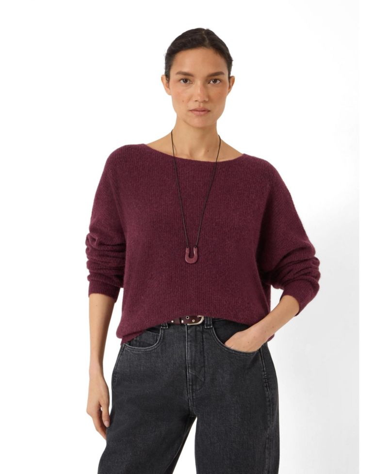 Women's Bryony Slash Neck Ribbed Jumper