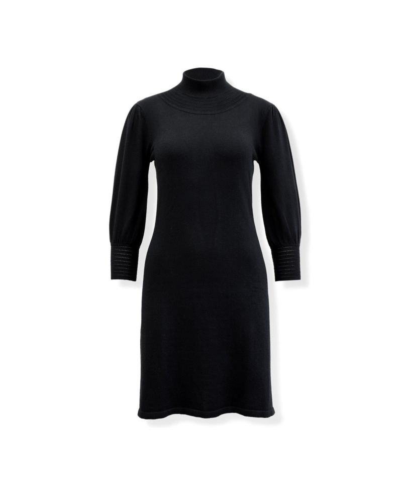 Women's Hope and Henry Long Puff Sleeve Mock Neck Sweater Dress