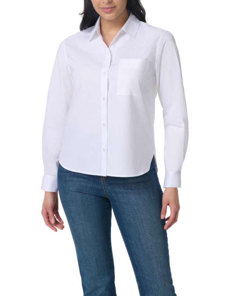 Women's Cotton Point-Collar Long-Sleeve Shirt