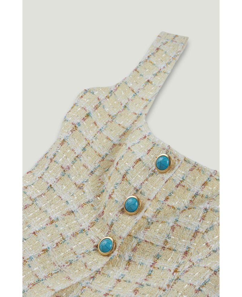 Women's Button Accessory Tweed Bustier