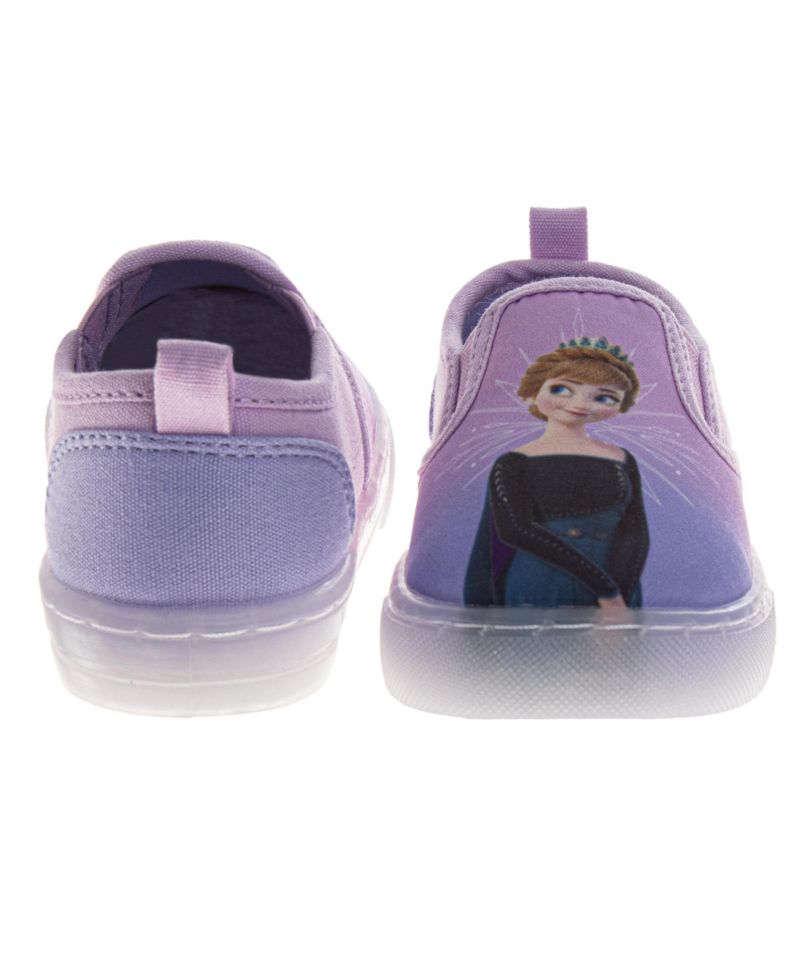 Frozen Design Elsa and Anna Slip On Canvas Girls Easy Wear Style Glitter Everyday Comfort