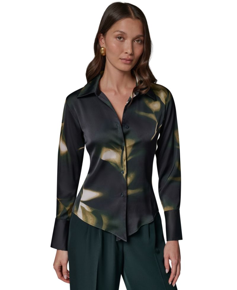 Petite Collared Button-Front Blouse