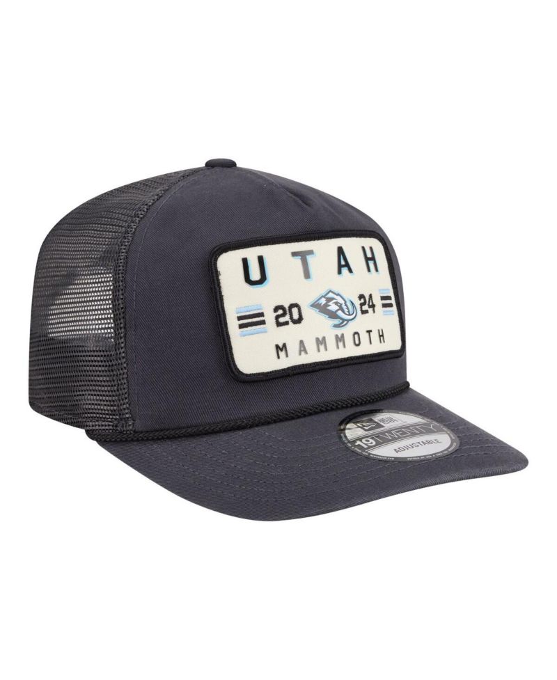 Men's Charcoal Utah Mammoth Washed Patch 19TWENTY Trucker Adjustable Hat