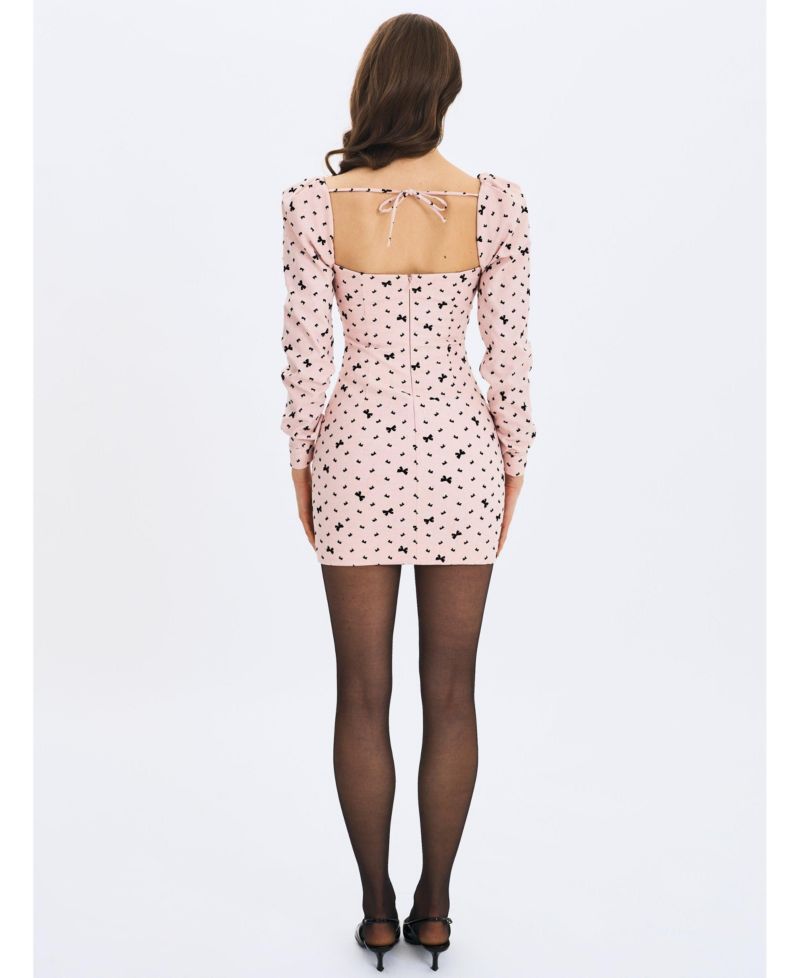 Women's Perla Baby ruched Bust Velvet-Embossed Bow Mini Dress