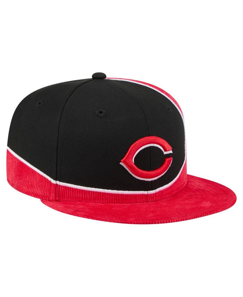 Men's Red/Black Cincinnati Reds Retro Split Corduroy Snapback Hat