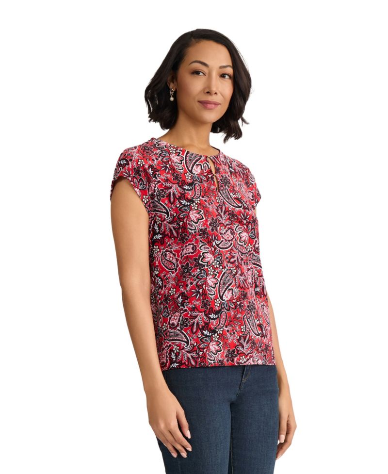Petite Cap Sleeve Printed Top