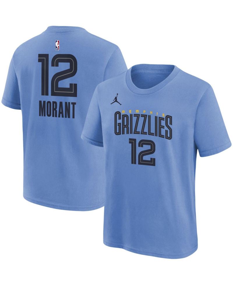 Big Boys Ja Morant Light Blue Memphis Grizzlies Statement Edition Name and Number Player T-shirt