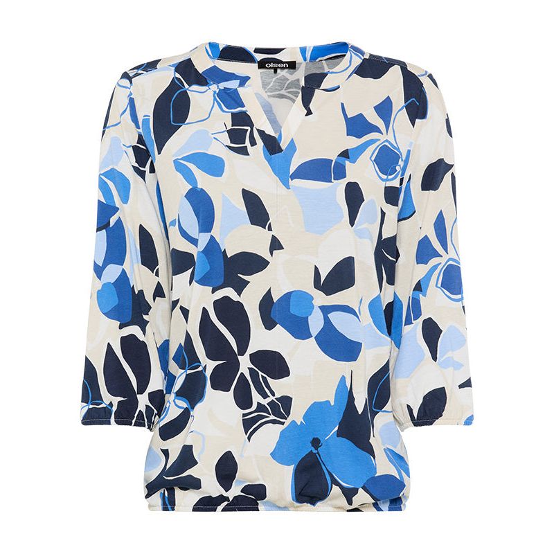Women's Graphic Floral Split Neck T-Shirt