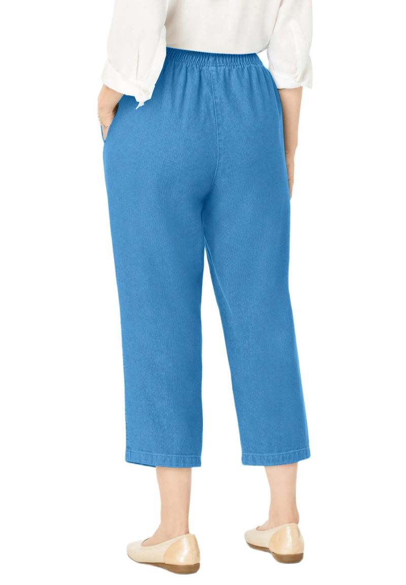 Women's Within 7-Day Elastic-Waist Pull-On Cotton Denim Capri Jeans