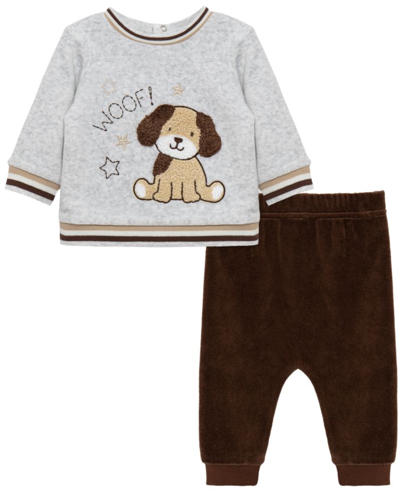 Baby Boys' Woof Crewneck Sweatshirt and Pants, 2-Piece Set
