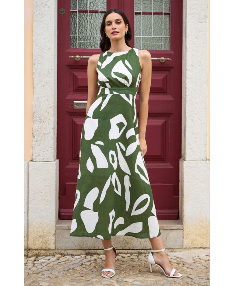 Women's Cotton Abstract Print Maxi Dress