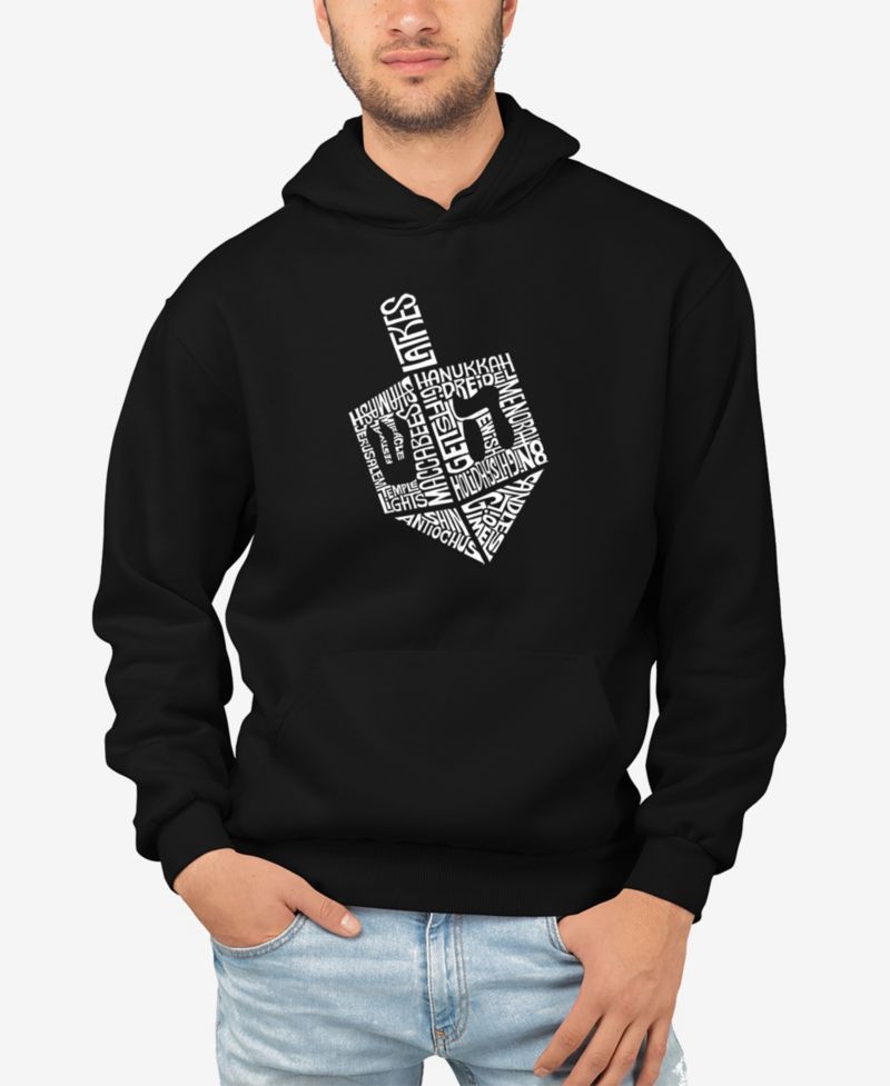 Men's Hanukkah Dreidel Word Art Hooded Sweatshirt