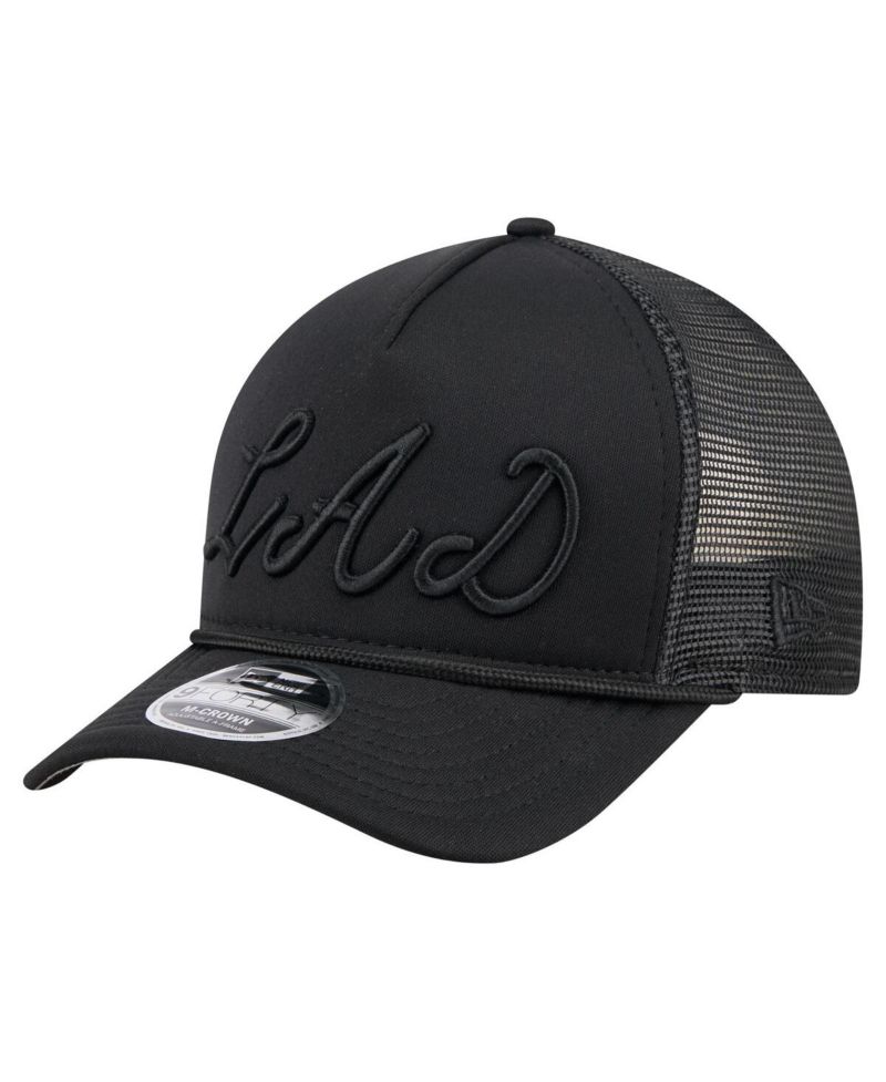 Men's Black Los Angeles Dodgers City Initial 9FORTY A-Frame M-Crown Adjustable Trucker Hat