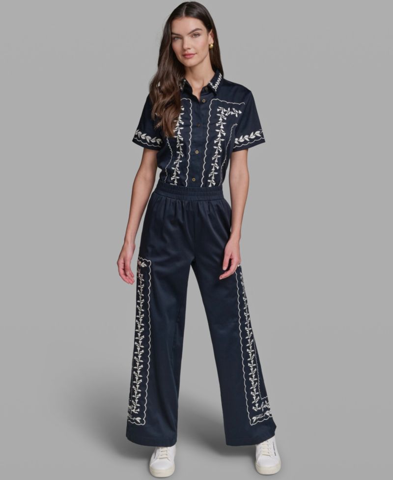 Women's Mid-Rise Embroidery Pants