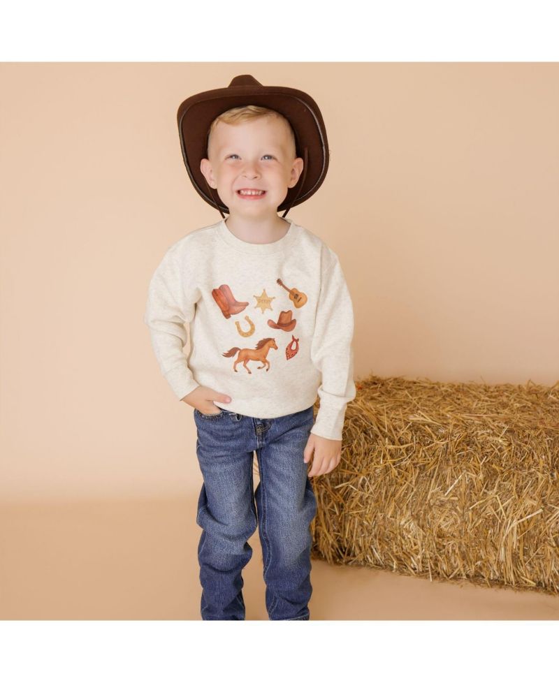 Little Boys 5-8 Years Western Cowboy Sweatshirt