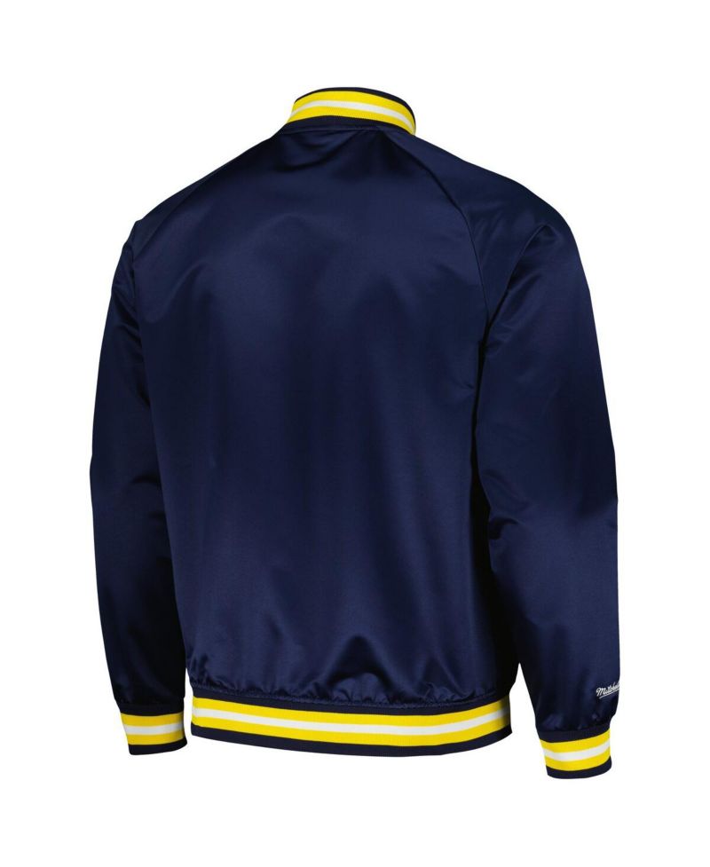 Men's Navy Indiana Pacers Hardwood Classics Throwback Wordmark Raglan Full-Snap Jacket