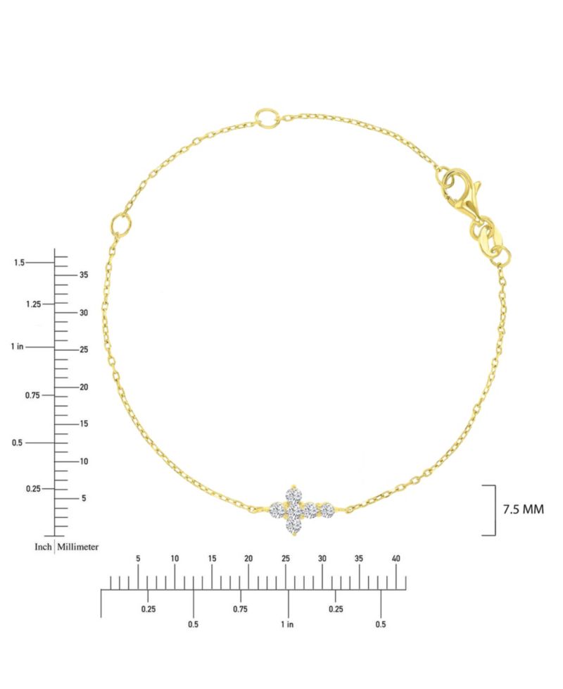 14k Gold Over Sterling Silver Cubic Zirconia Cross Bracelet