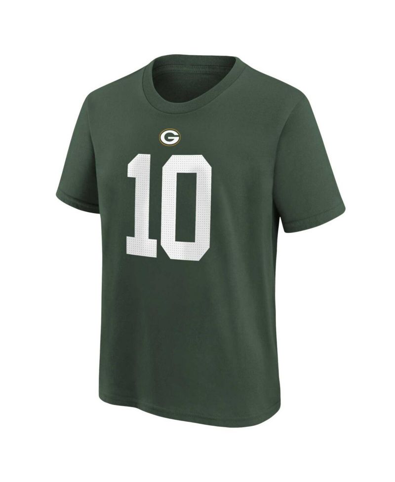 Big Boys Jordan Love Green Green Bay Packers Player Name and Number T-shirt