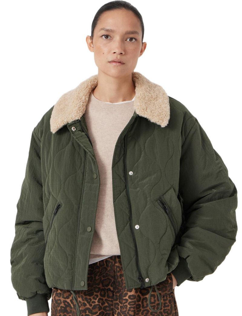Women's Teddy Collar Quilted Bomber Jackets