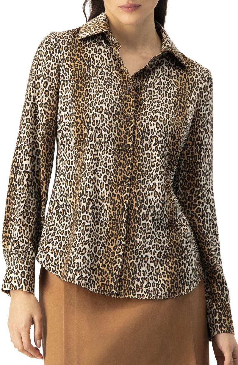 Women's Animal Print Satin Shirt