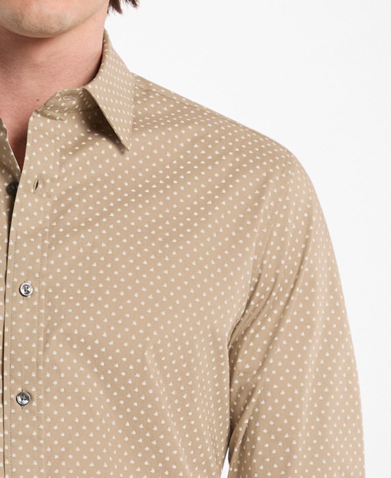 Men's Polka Dot Cotton Long-Sleeve Shirt