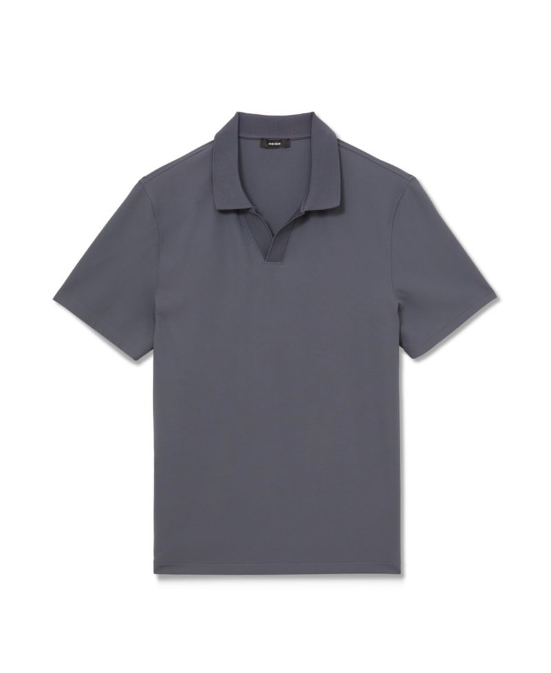 Men's Dover Slim-Fit Textured Open-Collar Polo Shirt