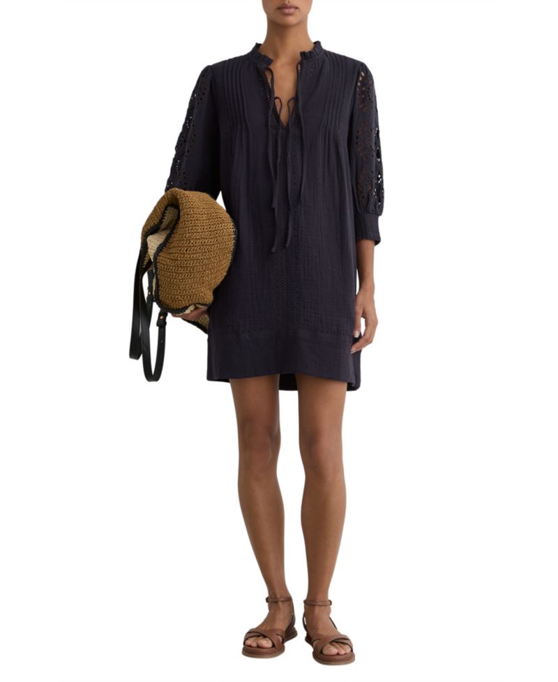 Women's Cotton Cheesecloth Broderie Mini Dress