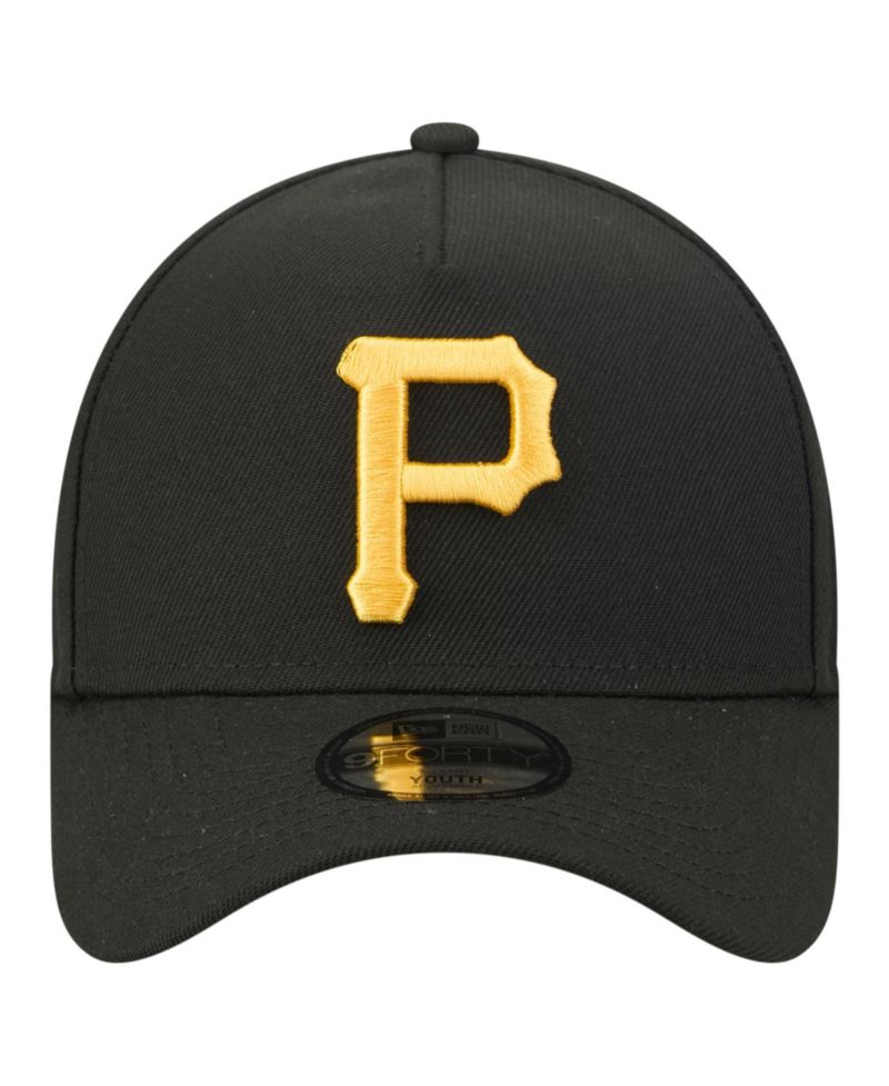 Big Boys and Girls Black Pittsburgh Pirates Cooperstown Logo 9FORTY A-Frame Adjustable Hat