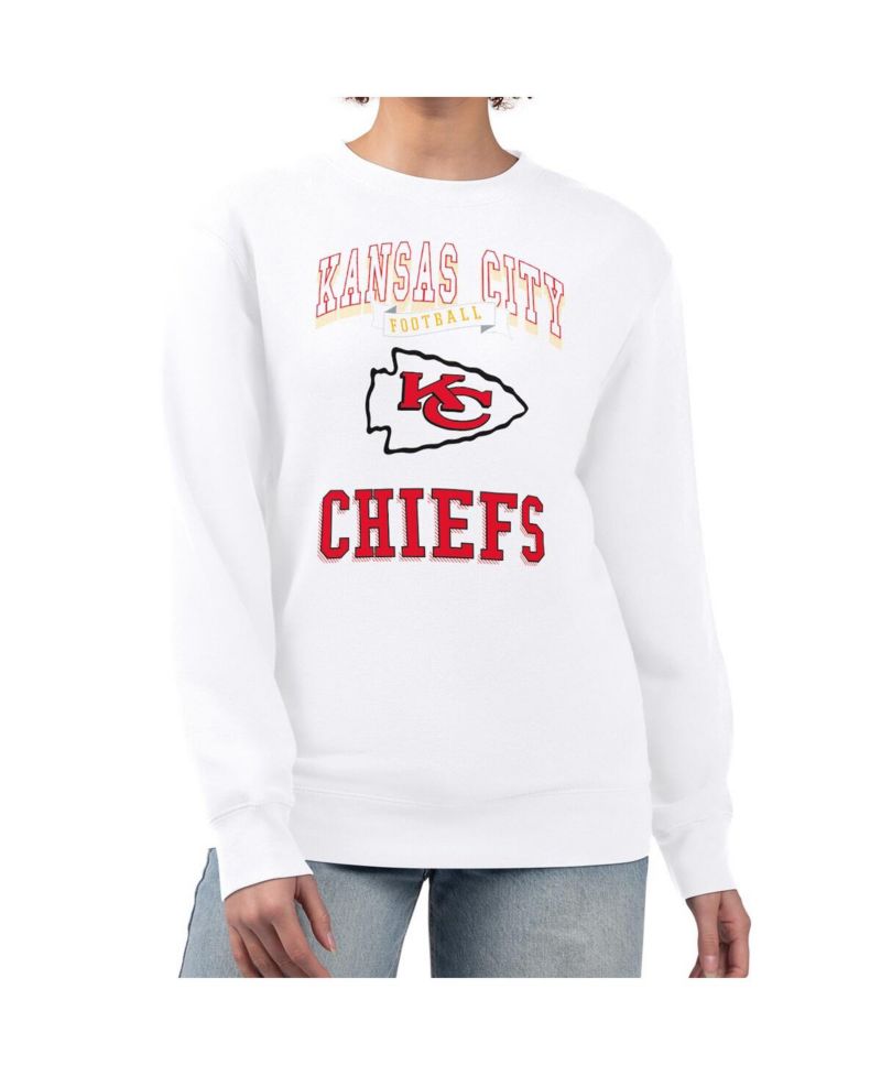 Women's White Kansas City Chiefs Team Logo Graphic Tri-Blend Pullover Sweatshirt