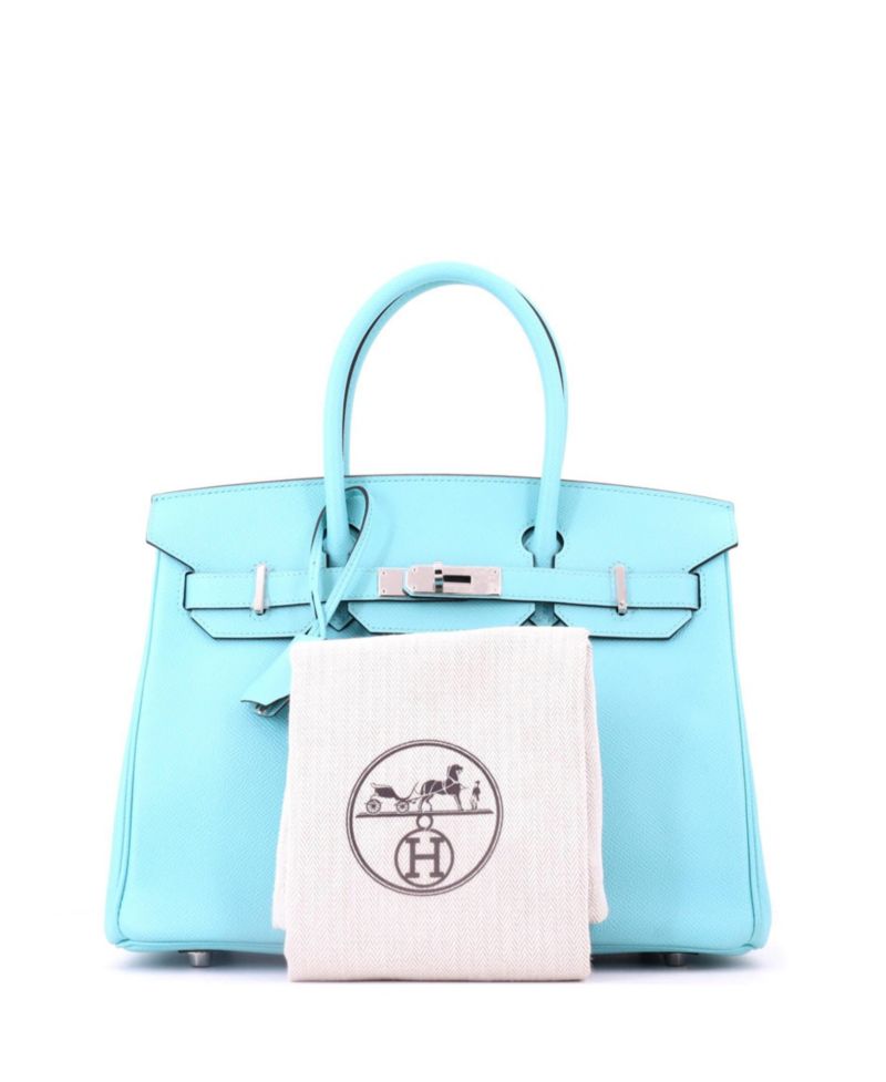 Pre-Owned Hermes Birkin 30 Handbag Blue Epsom with Palladium Hardware