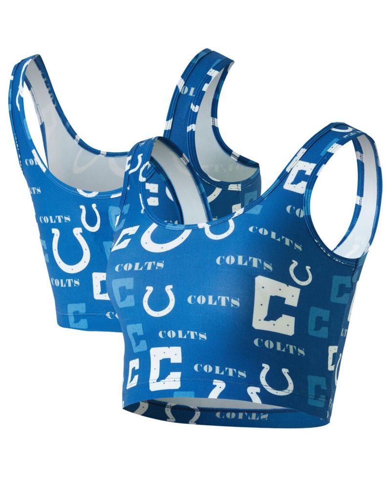 Women's Royal Indianapolis Colts Mosaic Allover Print Bralette