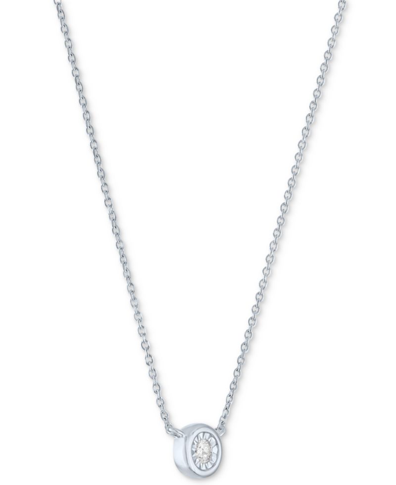 Diamond Bezel 18" Pendant Necklace (1/20 ct. t.w.) in 10k White or Yellow Gold