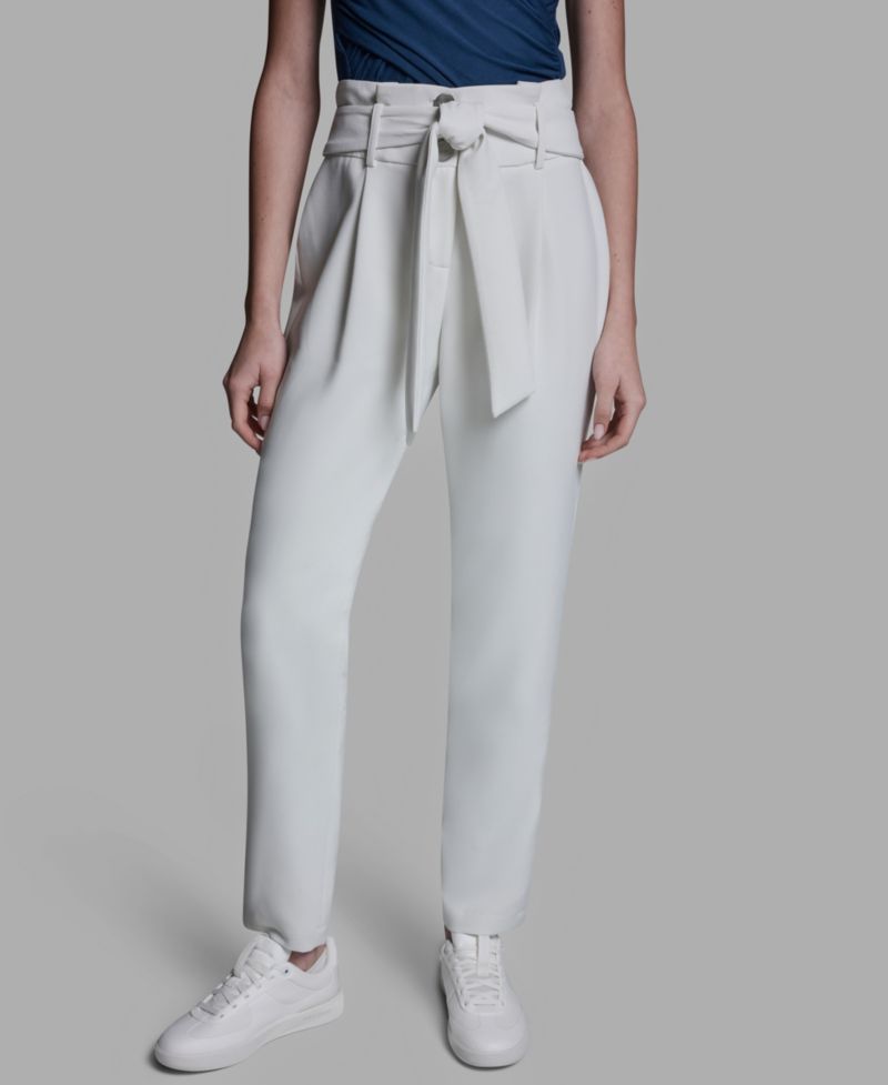 Women's High-Rise Tie Detail Straigh-Leg Pants